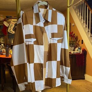 Brown and White Checkered women’s Shirt